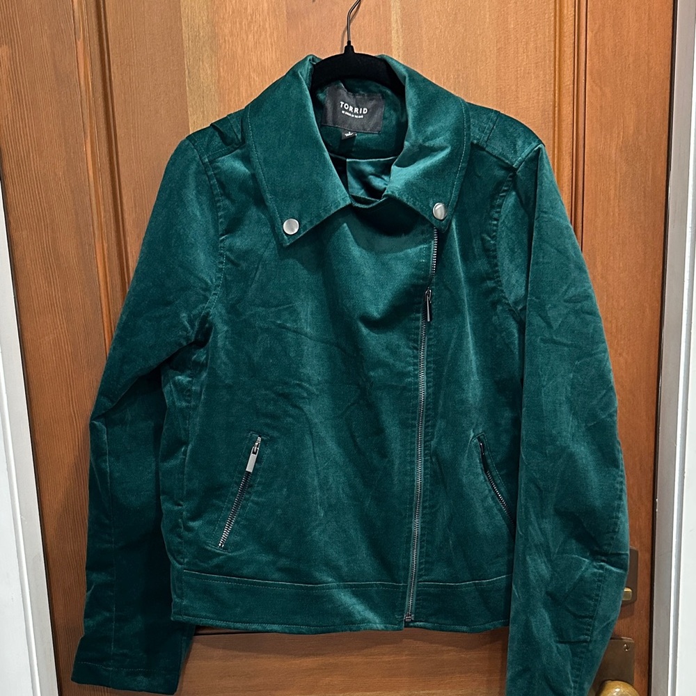 Torrid Dark Green Jacket - moto bomber Sz 1